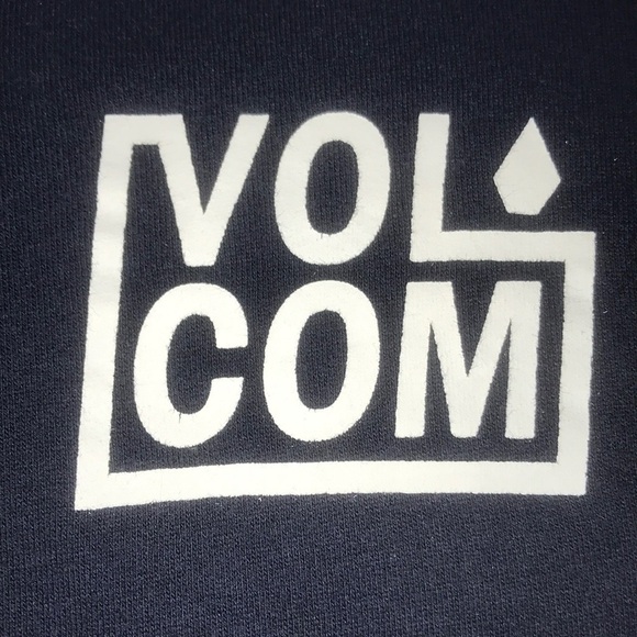 VOLCOM zip up hoodie, front pockets long sleeve dark navy blue size L - Picture 2 of 9